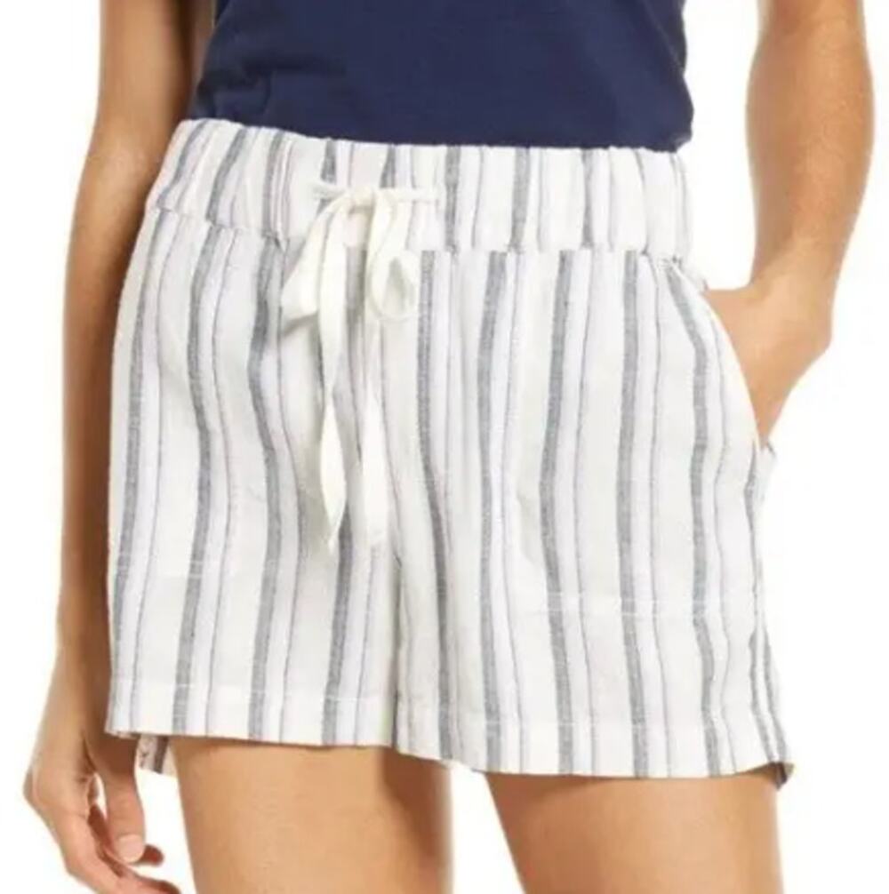 * New ~ CASLON ~ Women's Stripe Linen Blend Shorts Size M